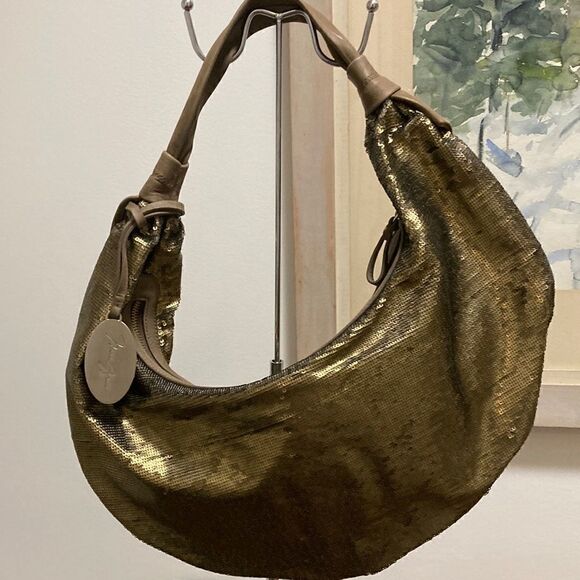 Max Azia Resort 2010 Sequin Hobo Bag with Suede Leather Shoulder Strap. - Picture 1 of 9